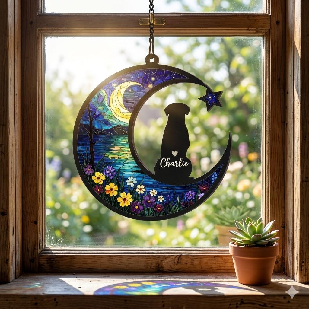 Personalized Dog Memorial Suncatcher, Dog Loss Sympathy Gift,  In Loving Memory, Dog Remembrance Gift, Dog Memorial Gift - image 8