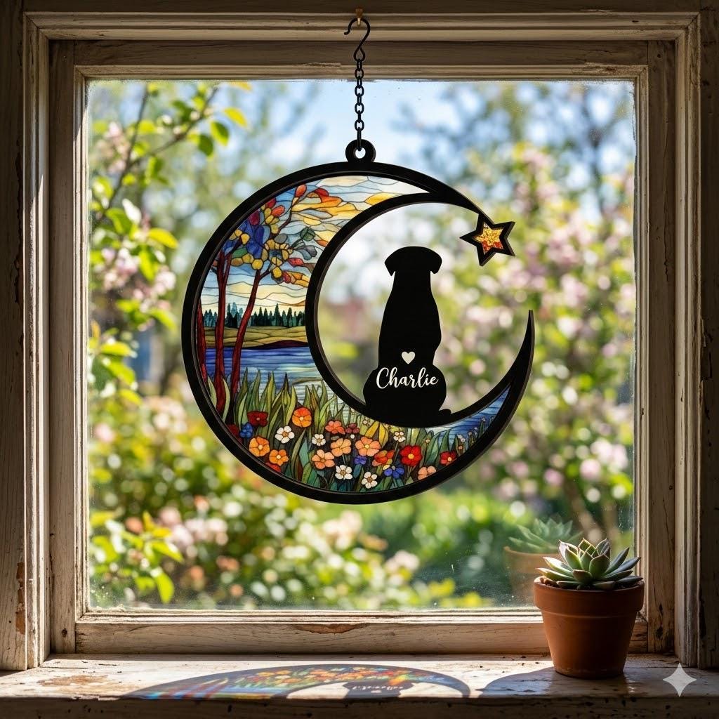 Personalized Dog Memorial Suncatcher,  Custom Dog Loss Sympathy Gift, Dog Remembrance Gift, Dog Memorial Gift, In Loving Memory