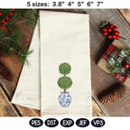 Chinoiserie Topiary Embroidery Design, Blue White Vase Plant, Classic Garden Decor Machine Embroidery, Grandmillennial Style - image 4
