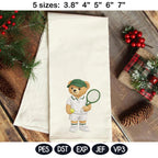 Tennis Teddy Bear Embroidery Design Set, Cute Tennis Couple Bear, Sports Embroidery Pattern, Preppy Tennis Outfit, 5 sizes, Digital Download - image 4