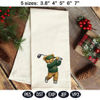 Preppy Golf Teddy Bear Embroidery Design, Country Club Bear, Old Money Style Golfer, Cute Golf Embroidery Pattern, 5 sizes, Digital Download - image 5