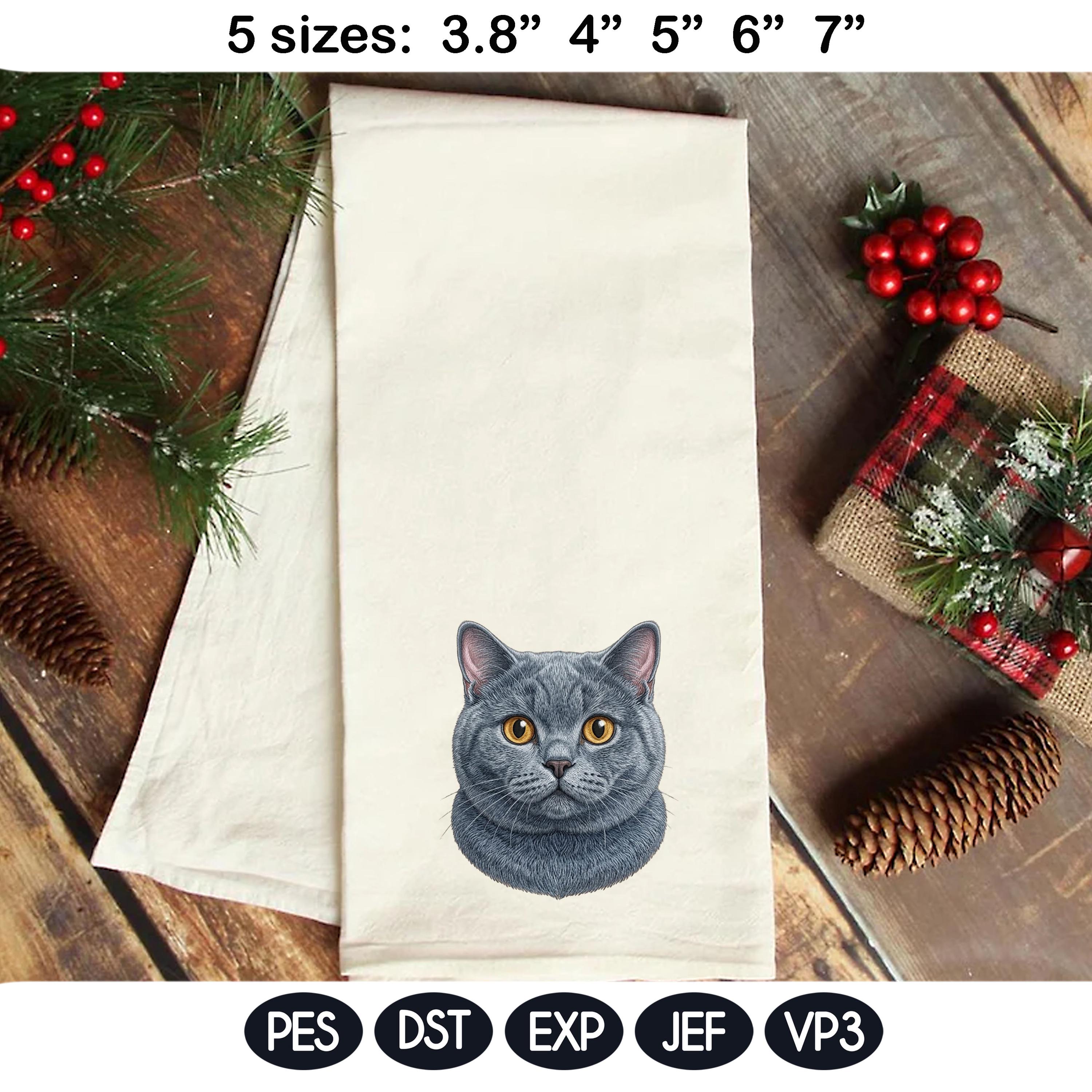 British Shorthair Cat Embroidery Design, Realistic Cat Face Portrait, Cute British Shorthair Kitten, Pet Lover Gift,5 Sizes,Digital Download - image 4