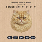 Persian Cat Embroidery Design, Realistic Cat Face Portrait, Cute Persian Kitten Embroidery File, Pet Lover Gift, 5 Sizes, Digital Download