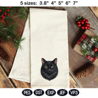 Black Cat Embroidery Design, Realistic Cat Face Portrait, Cute Black Kitten Machine Embroidery, Pet Lover Gift, 5 Sizes, Digital Download - image 5