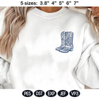 Cowboy Boots Embroidery Design, Chinoiserie Western Boots, Blue White Floral Cowgirl Boots, Vintage Western Machine Embroidery File - image 5