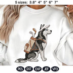Husky Dog Golf Embroidery Design, Cute Siberian Husky Golfer Embroidery File, Pet Lover Gift, Machine Embroidery, 5 sizes, Digital Download - image 3