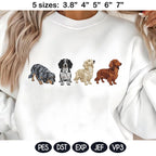 Dachshund Dog Embroidery Design, Cute Doxie Multi Pose, Wiener Dog File, Pet Portrait Design, Machine Embroidery, 5 Sizes, Digital Download - image 3
