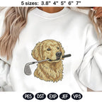 Funny Golden Retriever Golf Embroidery Design, Cute Puppy Golfer Machine Embroidery File, Pet Lover Gift, Sports Dog Embroidery Pattern - image 3