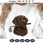 Funny Chocolate Labrador Golf Embroidery Design, Cute Puppy Golfer Machine Embroidery File, Pet Lover Gift, Sports Dog Embroidery Pattern - image 3