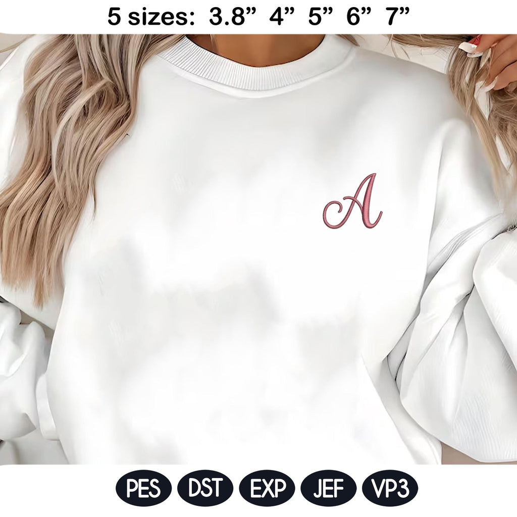 Elegant Script Monogram Alphabet Embroidery Design, Swirly Font A-Z Machine Embroidery Letters, Custom Name Initials Set, Digital Download - image 3