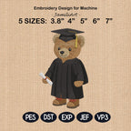 Graduation Bear Embroidery Design, Cute Teddy Bear Embroidery, University Graduation Bear, College Grad Embroidery, Instant Download