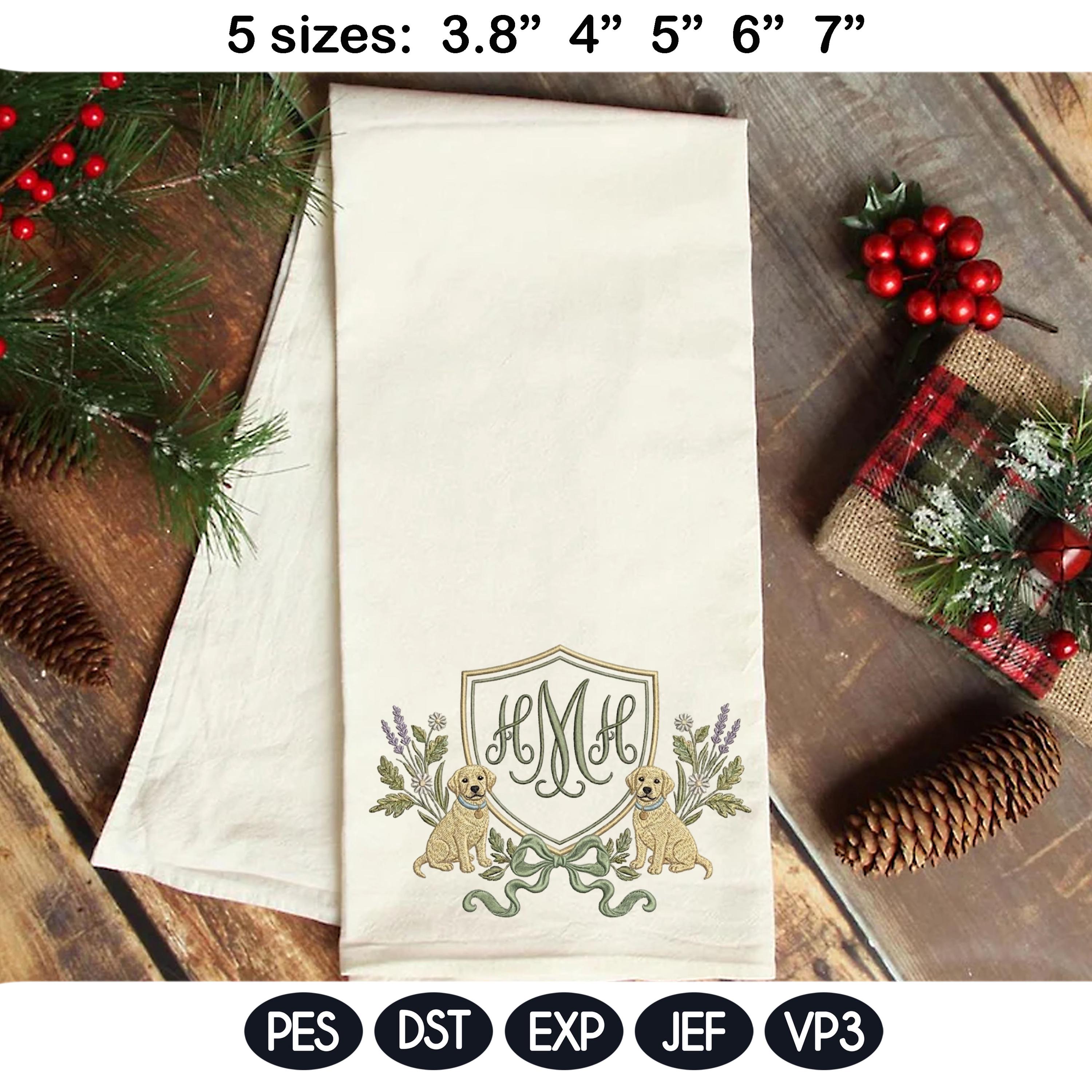 Labrador Frame Embroidery Design, Dog Monogram Frame, Puppy Crest Frame, Floral Dog Embroidery, Machine Embroidery,5 sizes, Digital Download - image 5