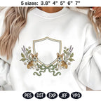 Corgi Frame Embroidery Design, Dog Monogram Frame, Corgi Puppy Crest Frame, Floral Dog Frame, Baby Name Frame, 5 sizes, Digital Download - image 5