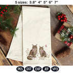Maine Coon Cat Embroidery Design, Pair of Maine Coon Kittens with Bows and Daisies, Cute Kitten Embroidery, Floral Cat Design,Pet Lover Gift - image 5