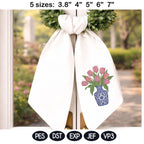 Chinoiserie Tulip Vase Embroidery Design, Pink Tulip Bouquet Blue White Porcelain, Floral Machine Embroidery File PES DST - image 5