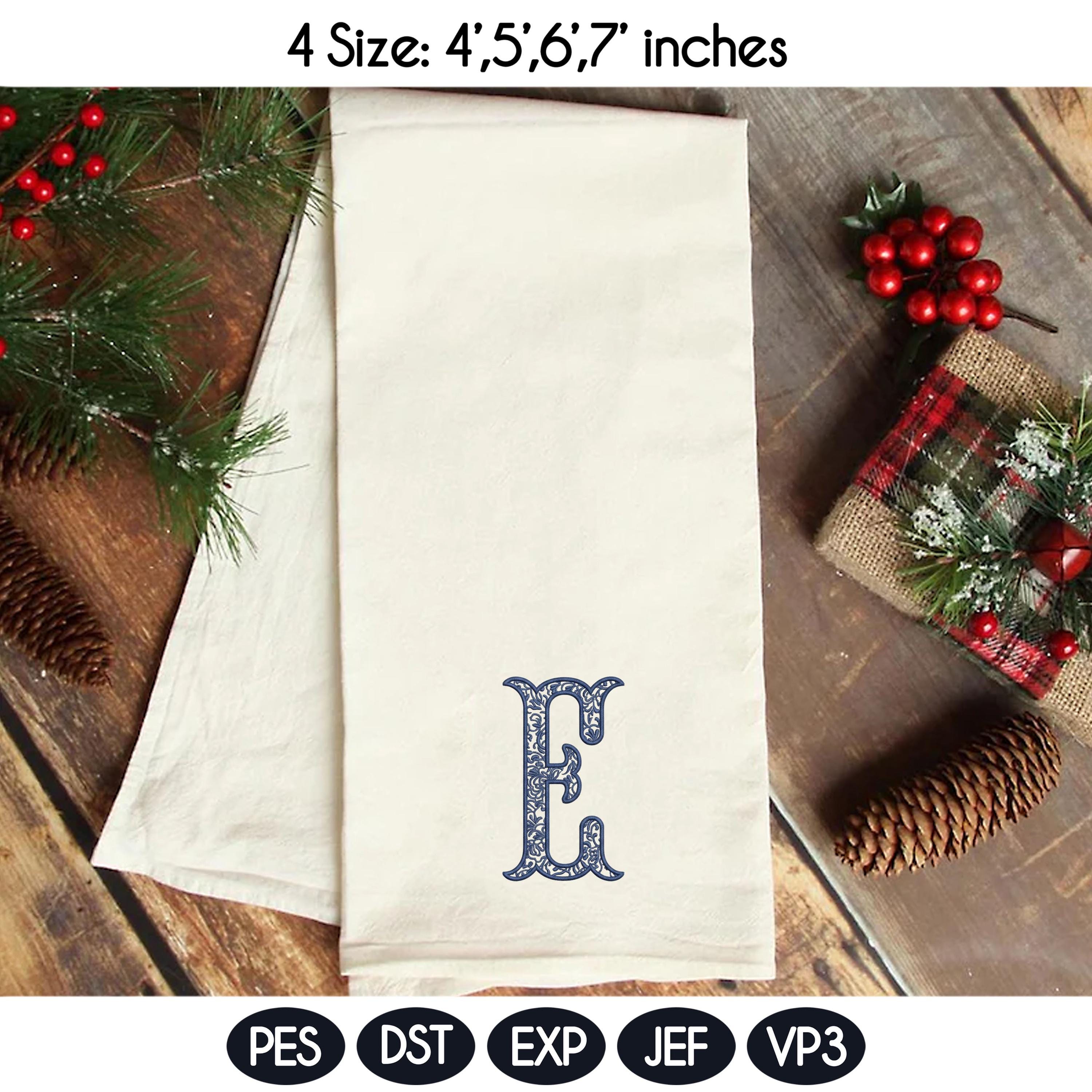 Custom Fishtail Chinoiserie Alphabet Embroidery Design,Personalized Blue Monogram Letter A–Z, Elegant Vintage Fishtail Font,Digital Download - image 4