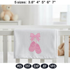 Baby Girl Shoes Bow Embroidery Design, Cute Ballet Slippers Machine Embroidery File, Coquette Nursery Decor, 5 Sizes, Digital Download - image 4