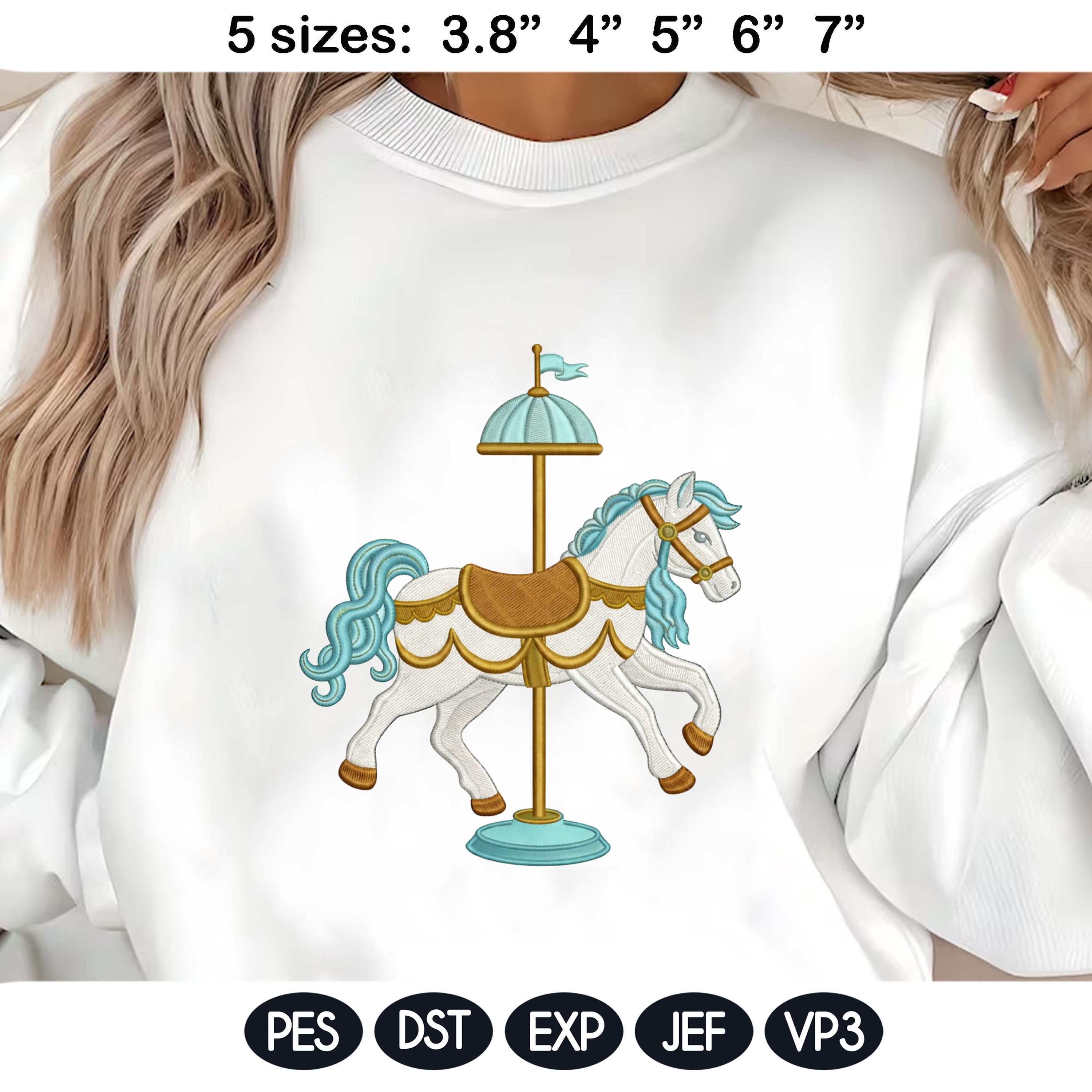 Carousel Horse Embroidery Design, Vintage Baby Girl Nursery Horse Machine Embroidery File, Cute Kids Decor, 5 Sizes, Digital Download - image 3
