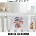 Patriotic Teddy Bear Embroidery Design, Bear 4th of July, USA Flag Fireworks Kids, Cute American Bear, Machine Embroidery, Digital Download - image 3