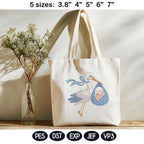 Baby Stork Embroidery Design, Newborn Arrival Baby Boy Gift, Cute Stork Carrying Baby, Nursery Baby, Machine Embroidery, Digital Download - image 5