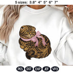 Cute Scottish Fold Embroidery Design, Kawaii Kitten with Pink Bow, Baby Girl Cat Embroidery File, Machine Embroidery, Digital Download - image 5