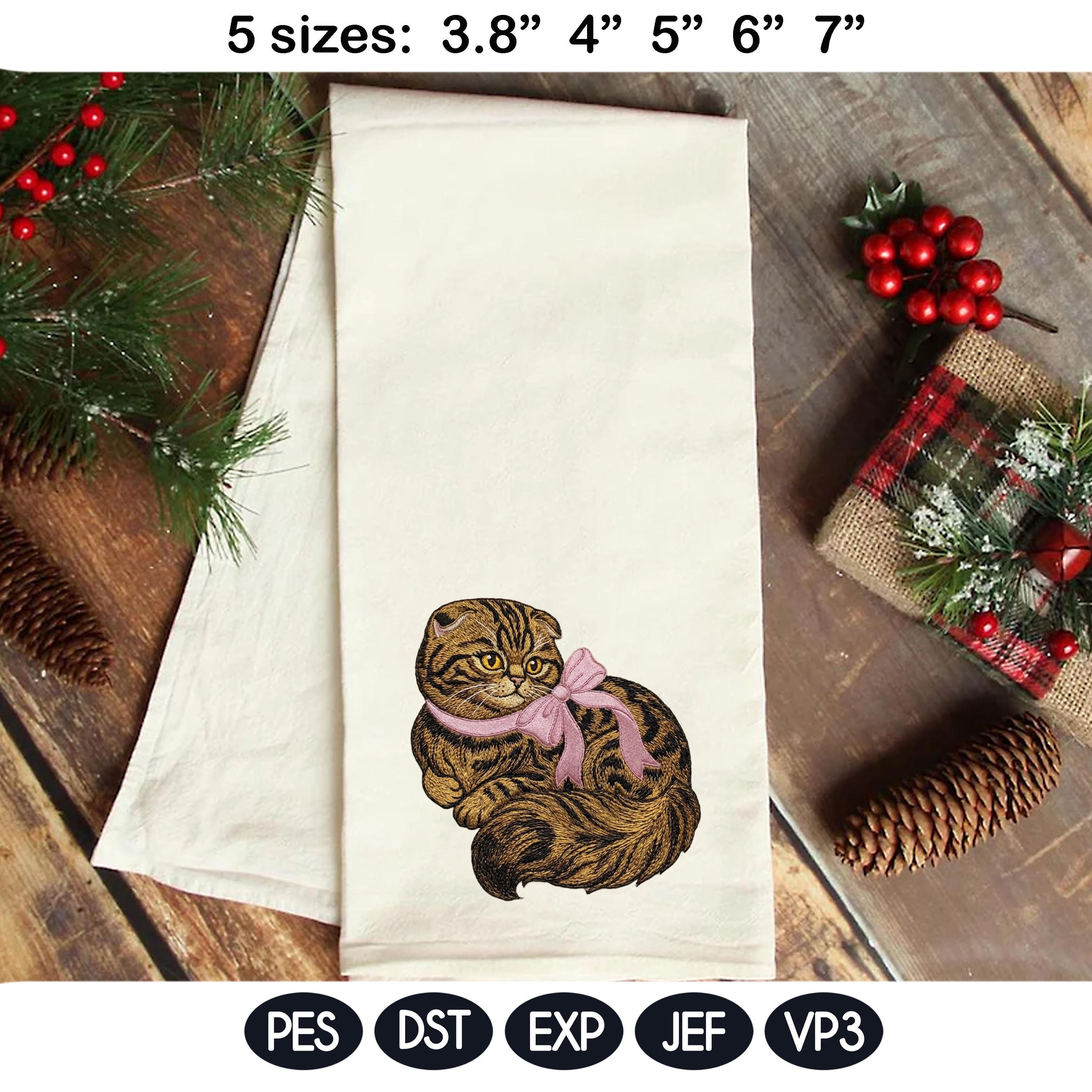 Cute Scottish Fold Embroidery Design, Kawaii Kitten with Pink Bow, Baby Girl Cat Embroidery File, Machine Embroidery, Digital Download - image 4