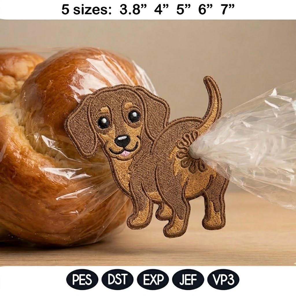 Cute Dog Butt Bag Tie Embroidery Design Bundle, Funny Puppy Butt Applique, Bread Bag Clip In The Hoop, Dog Embroidery Set, Digital Download - image 4