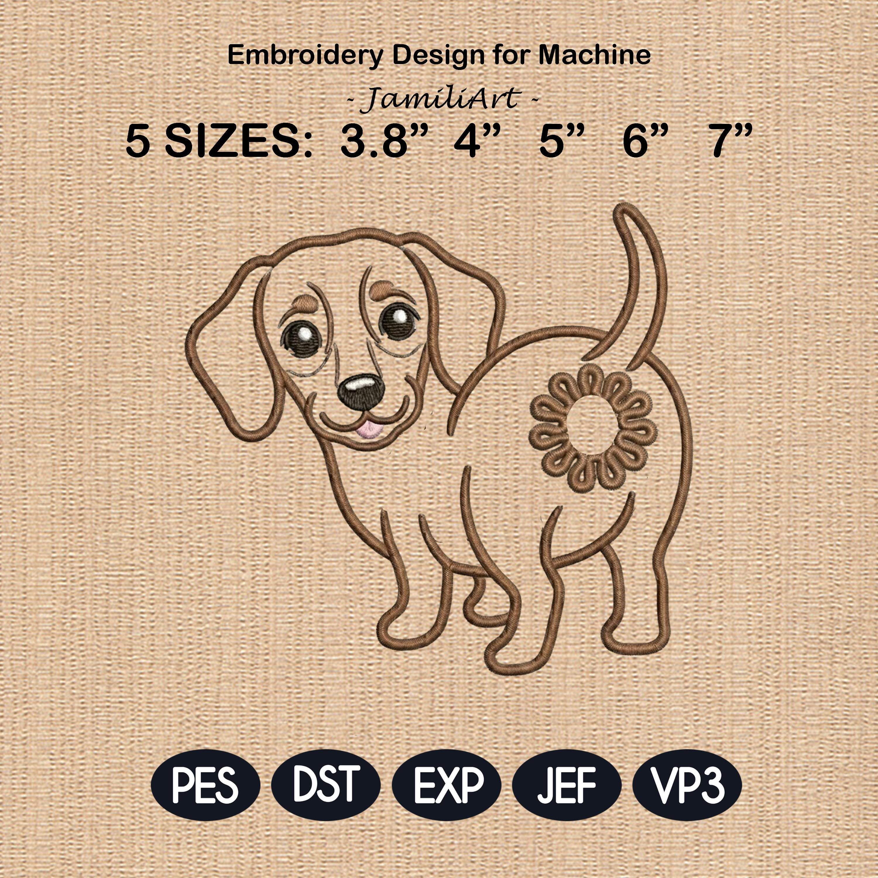 Cute Dachshund Dog Butt Bag Tie Embroidery Design, Funny Puppy Butt Applique, Bread Bag Clip In The Hoop, Sausage Dog Embroidery File - image 3
