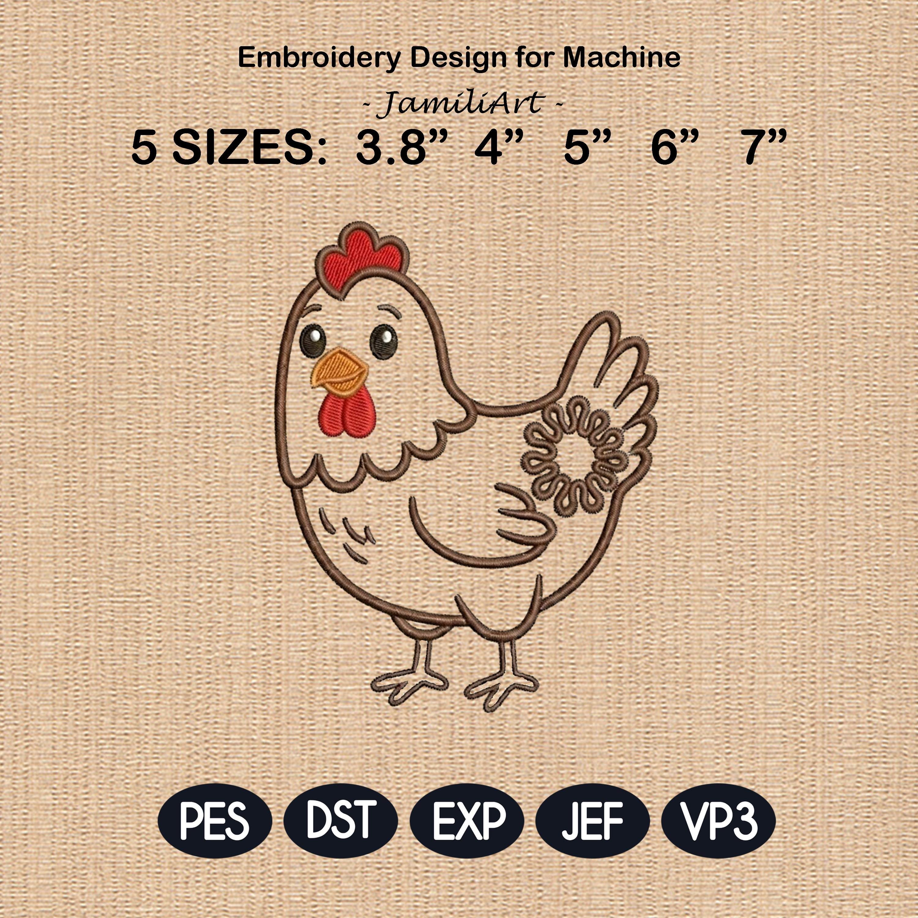Cute Hen Butt Bag Tie Embroidery Design, Funny Chicken Butt Applique, Bread Bag Clip In The Hoop, Farm Hen Embroidery File, Digital Download - image 3