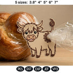 Cute Highland Cow Butt Bag Tie Embroidery Design, Funny Cow Butt Applique, Bread Bag Clip In The Hoop, Highland Cow File, Digital Download