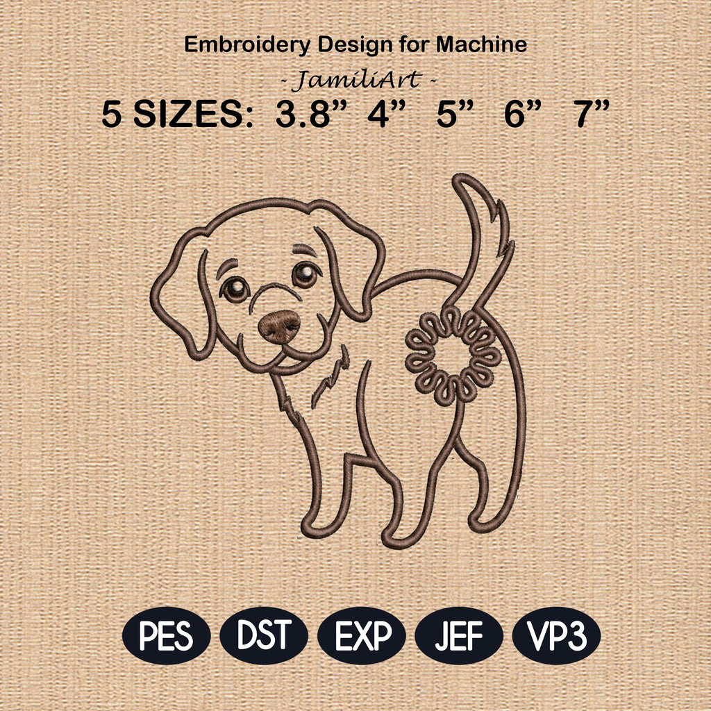 Cute Golden Retriever Dog Butt Bag Tie Embroidery Design, Funny Puppy Butt Applique, Bread Bag Clip In The Hoop, Machine Embroidery - image 3