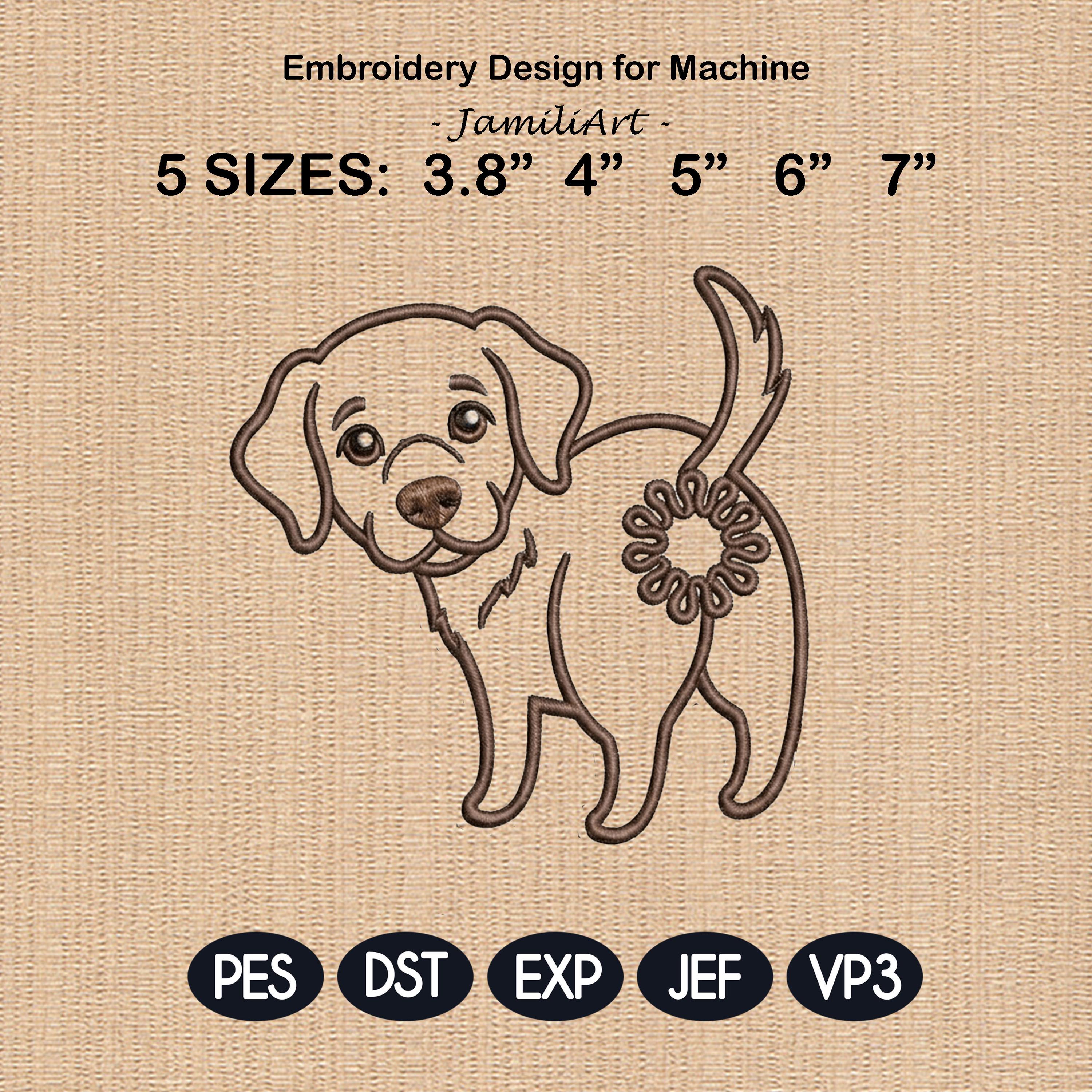 Cute Golden Retriever Dog Butt Bag Tie Embroidery Design, Funny Puppy Butt Applique, Bread Bag Clip In The Hoop, Machine Embroidery - image 3