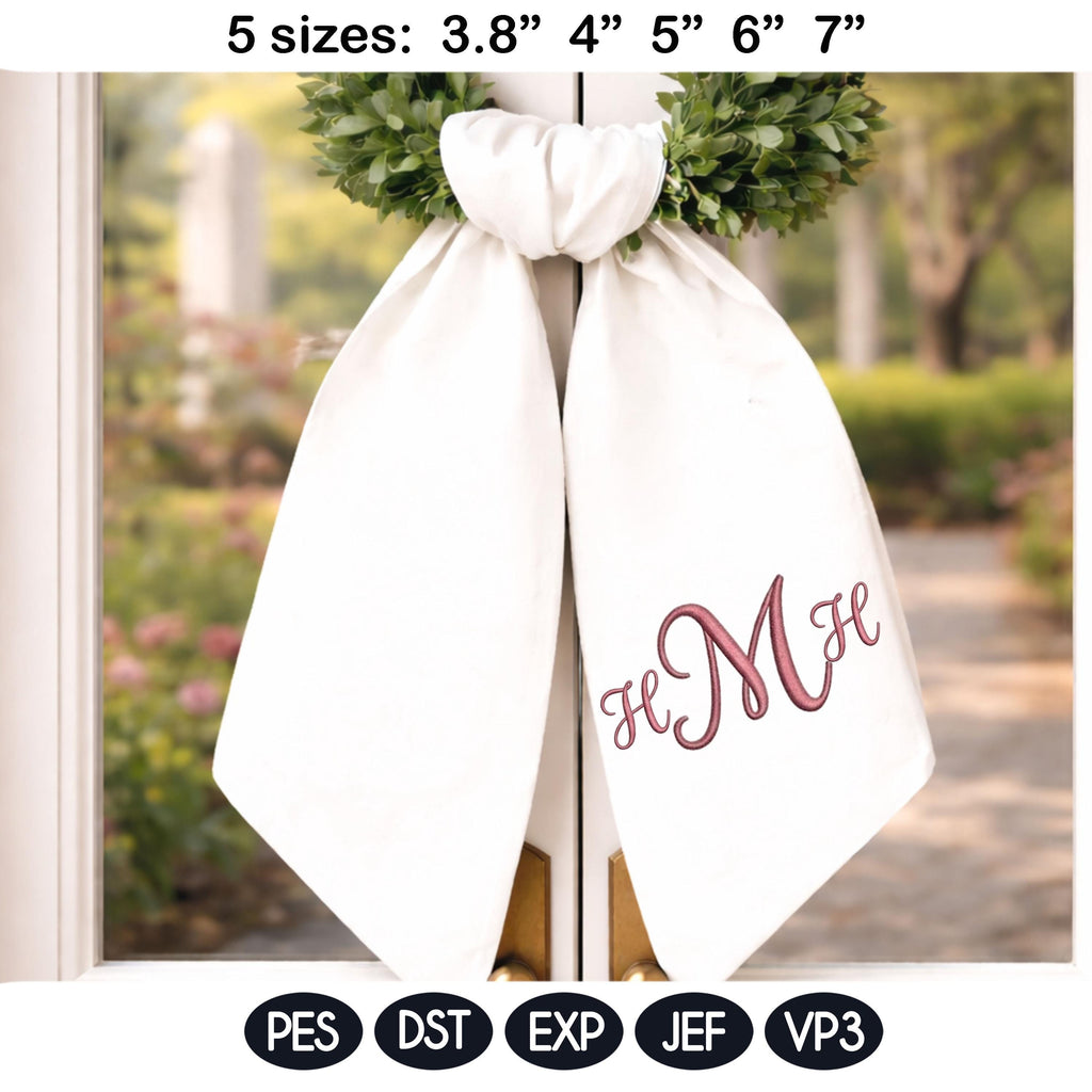 Elegant Script Monogram Alphabet Embroidery Design, Swirly Font A-Z Machine Embroidery Letters, Custom Name Initials Set, Digital Download - image 7