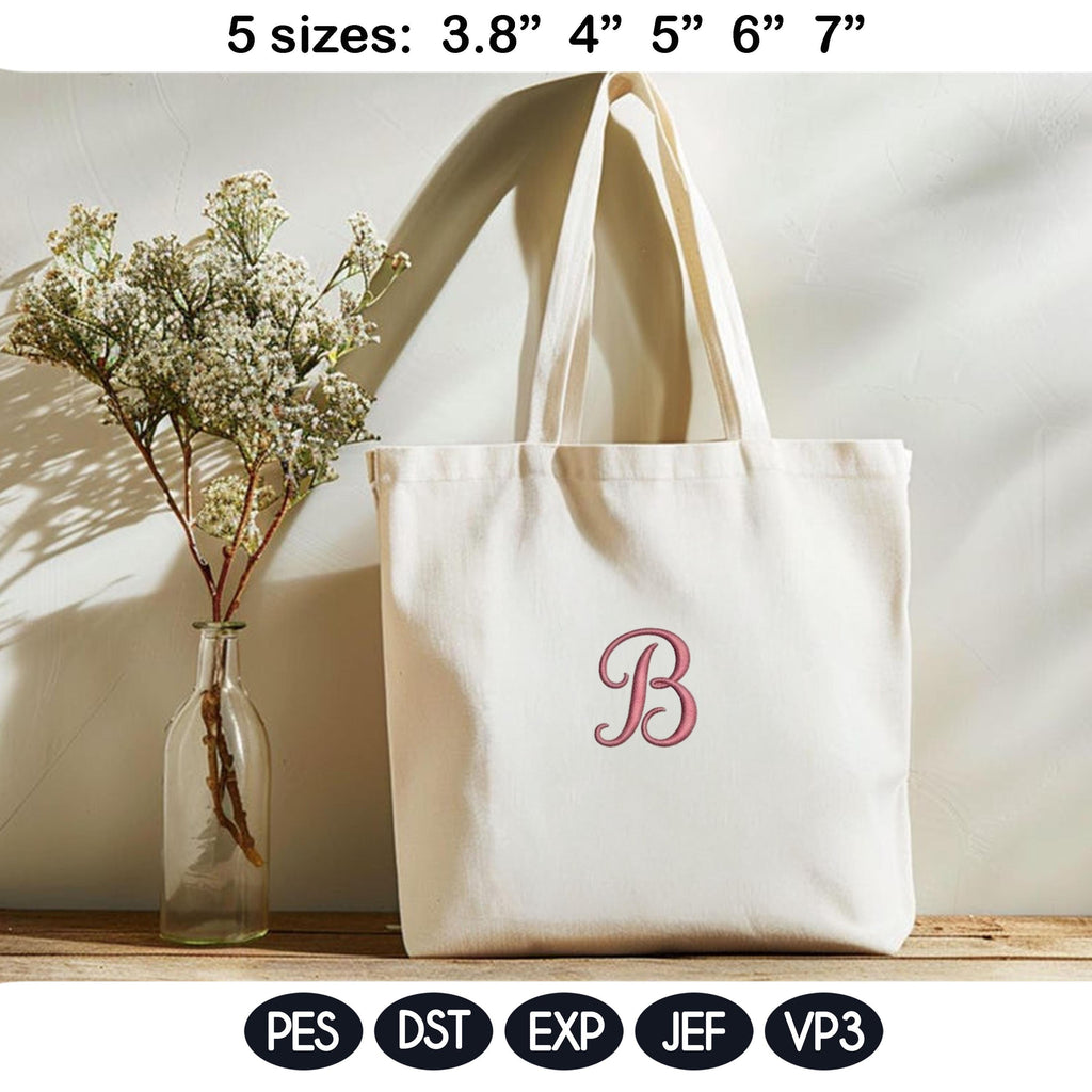 Elegant Script Monogram Alphabet Embroidery Design, Swirly Font A-Z Machine Embroidery Letters, Custom Name Initials Set, Digital Download - image 5