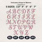 Elegant Script Monogram Alphabet Embroidery Design, Swirly Font A-Z Machine Embroidery Letters, Custom Name Initials Set, Digital Download