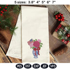Chinoiserie Hydrangea Embroidery Design with USA Flag, Patriotic Floral Vase, 4th of July Machine Embroidery File, 5 sizes, Digital Download - image 5