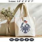 Chinoiserie Lobster Embroidery Design with USA Flag, Patriotic Nautical Sea Life, 4th of July Machine Embroidery, 5 sizes, Digital Download - image 4