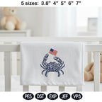 Chinoiserie Patriotic Animal Embroidery Bundle, Crab Lion Shark Pelican Heron USA Flag Machine File, 5 Sizes, Digital Instant Download - image 6