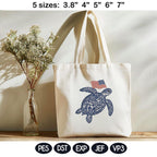 Chinoiserie Sea Turtle Embroidery Design with USA Flag, Patriotic Nautical Sea Life, 4th of July Machine Embroidery,5 sizes,Digital Download - image 4