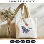 Chinoiserie Whale Embroidery Design with USA Flag, Patriotic Nautical Sea Life, 4th of July Machine Embroidery, 5 sizes, Digital Download - image 5