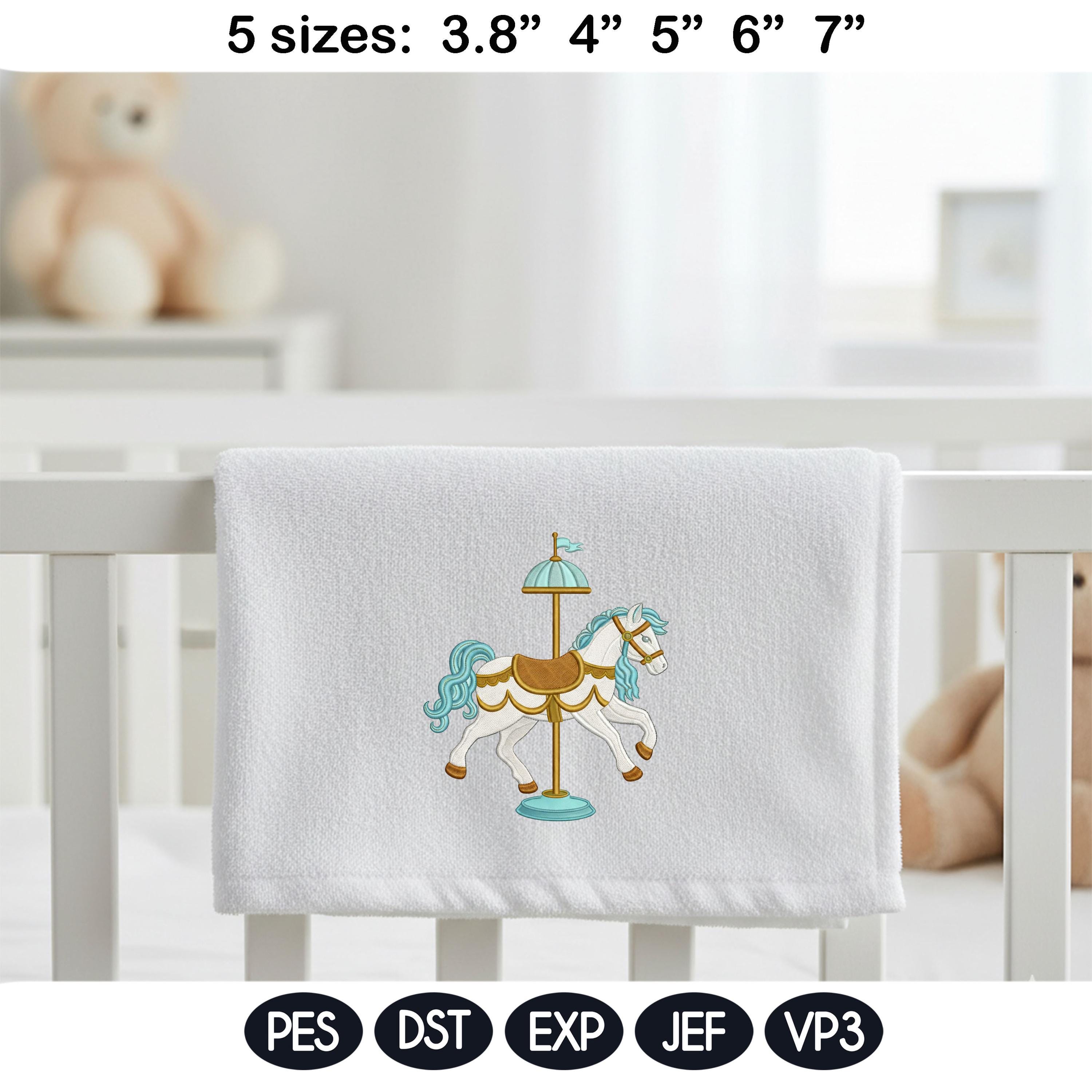 Carousel Horse Embroidery Design, Vintage Baby Girl Nursery Horse Machine Embroidery File, Cute Kids Decor, 5 Sizes, Digital Download - image 6