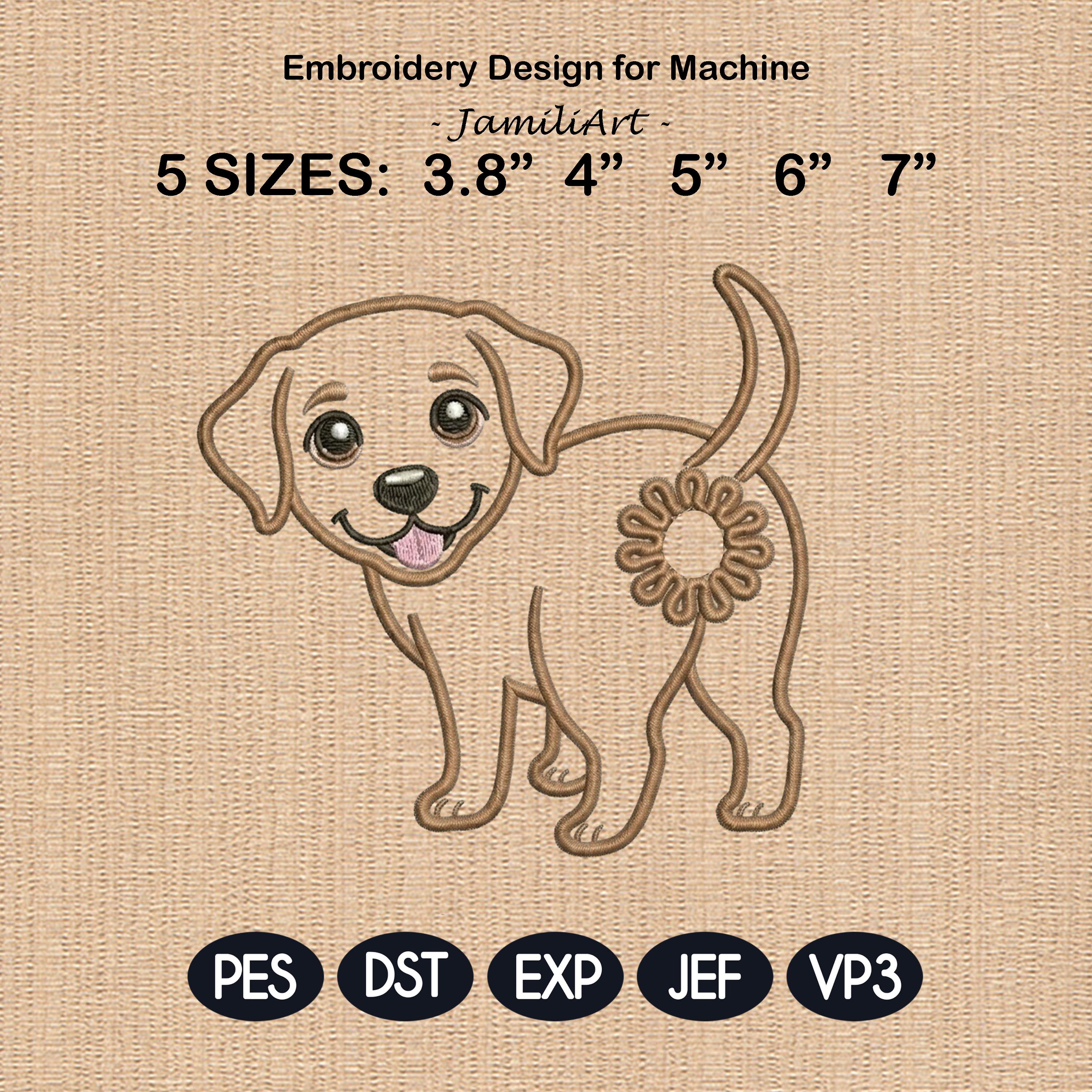 Cute Labrador Dog Butt Bag Tie Embroidery Design, Funny Puppy Butt Applique, Bread Bag Clip In The Hoop, Lab Dog Embroidery File - image 3