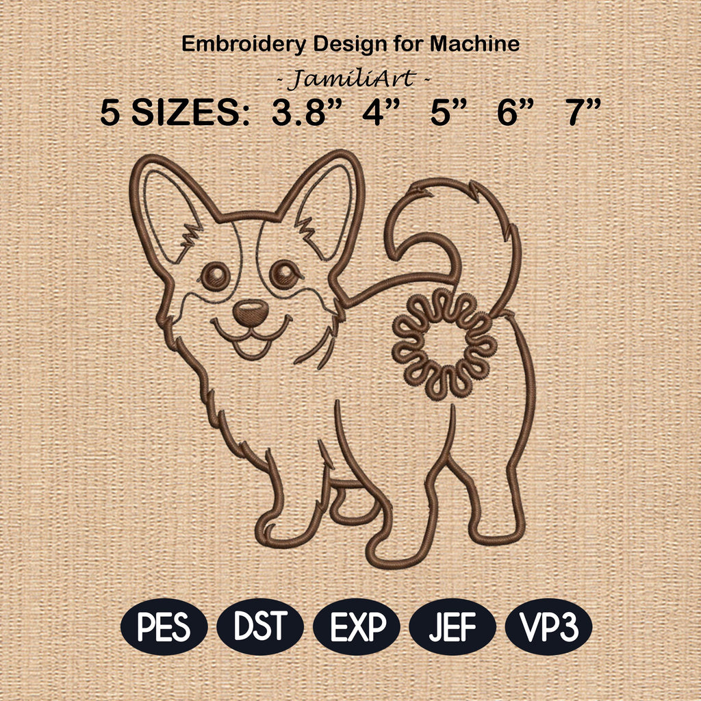 Cute Corgi Dog Butt Bag Tie Embroidery Design, Funny Puppy Butt Applique, Bread Bag Clip In The Hoop, Welsh Corgi Embroidery File - image 3