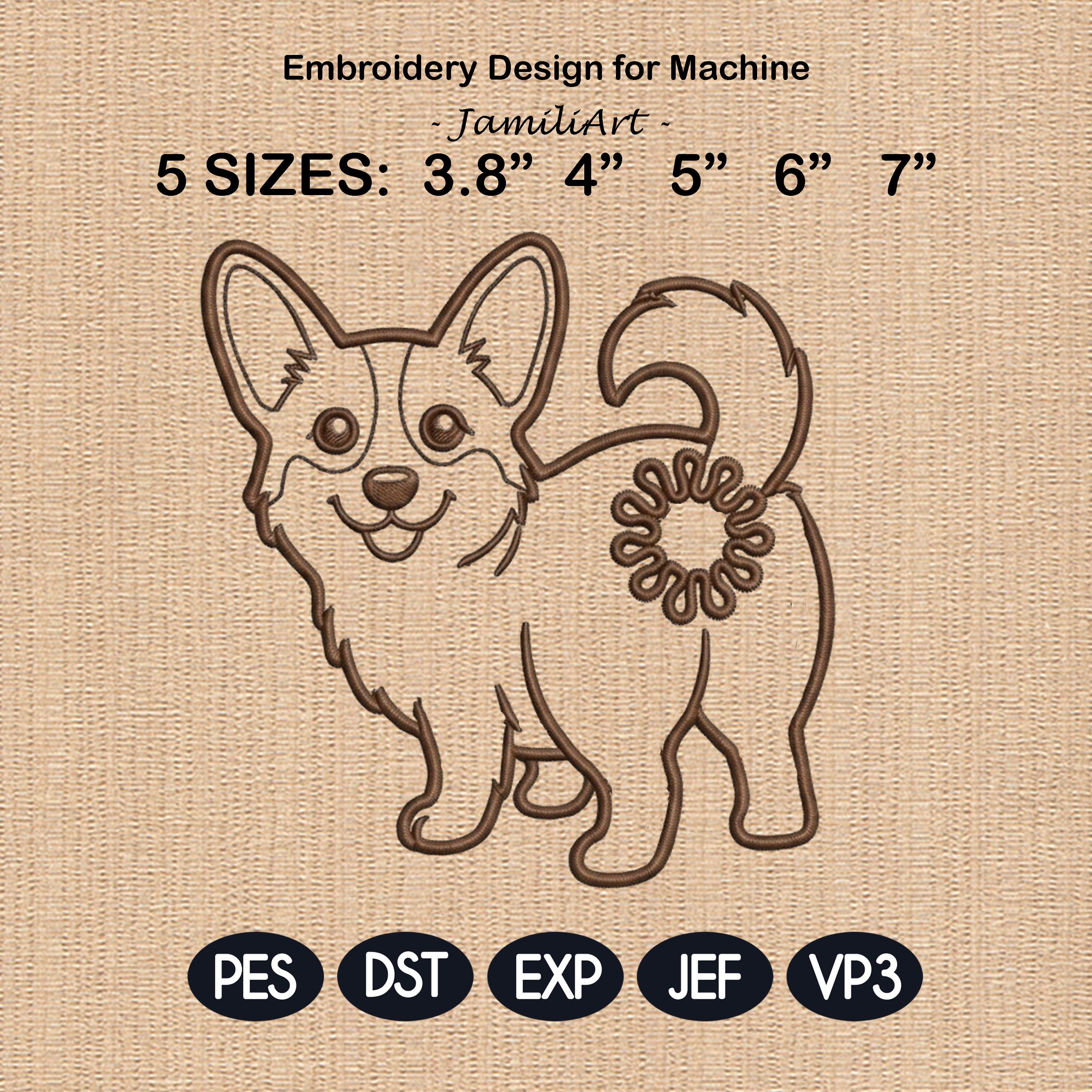 Cute Corgi Dog Butt Bag Tie Embroidery Design, Funny Puppy Butt Applique, Bread Bag Clip In The Hoop, Welsh Corgi Embroidery File - image 3