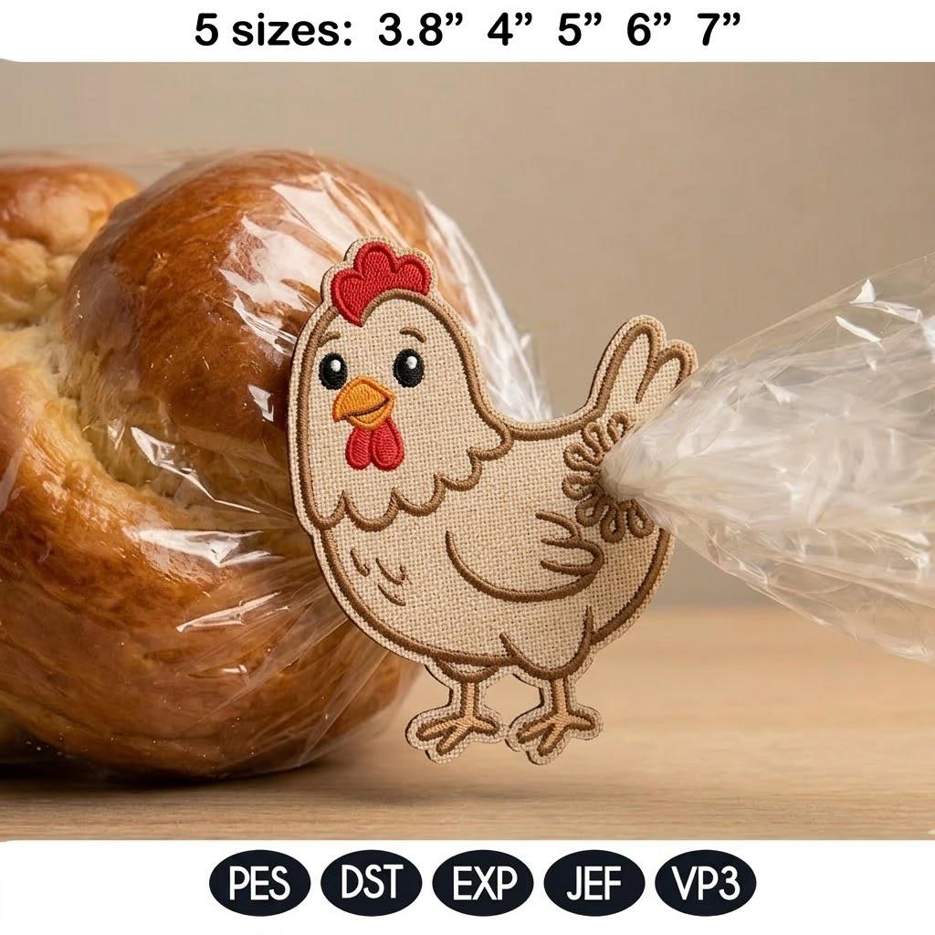 Cute Farm Animal Butt Bag Tie Embroidery Bundle, Funny Barnyard Applique, Bread Bag Clip In The Hoop, Chicken Cow Pig Embroidery File - image 3