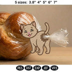 Cute Cat Butt Bag Tie Embroidery Design, Funny Kitty Butt Applique, Bread Bag Clip In The Hoop, Cat Embroidery File, Digital Download