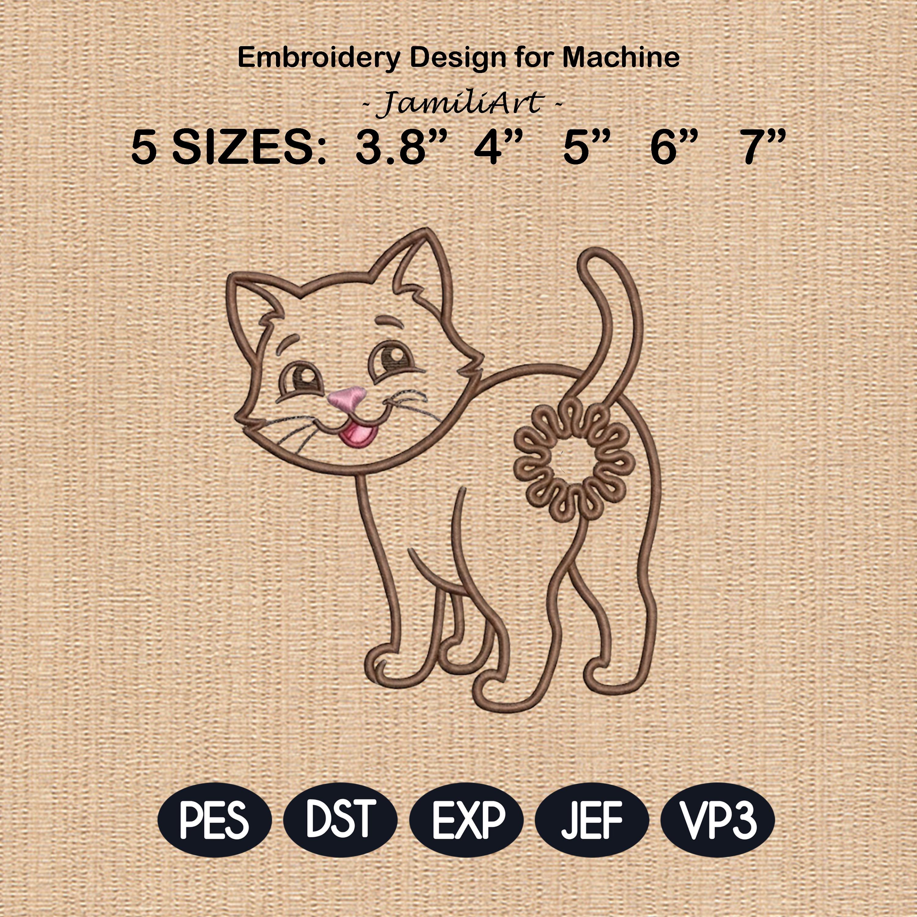 Cute Cat Butt Bag Tie Embroidery Design, Funny Kitty Butt Applique, Bread Bag Clip In The Hoop, Cat Embroidery File, Digital Download - image 3