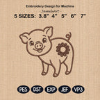 Cute Baby Pig Butt Bag Tie Embroidery Design, Funny Pig Butt Applique, Bread Bag Clip In The Hoop, Pig Embroidery File, Digital Download - image 3