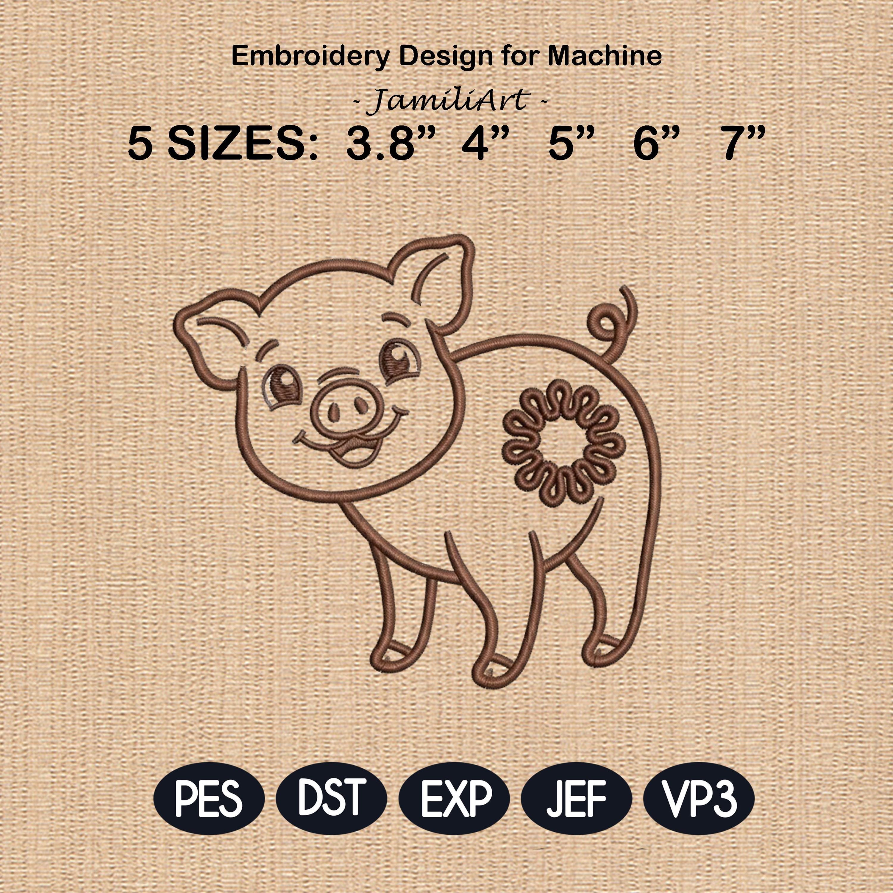 Cute Baby Pig Butt Bag Tie Embroidery Design, Funny Pig Butt Applique, Bread Bag Clip In The Hoop, Pig Embroidery File, Digital Download - image 3
