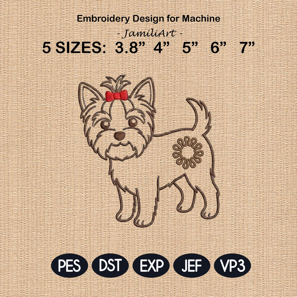 Cute Yorkie Dog Butt Bag Tie Embroidery Design, Funny Puppy Butt Applique, Bread Bag Clip In The Hoop, Yorkshire Terrier, Digital Download - image 3